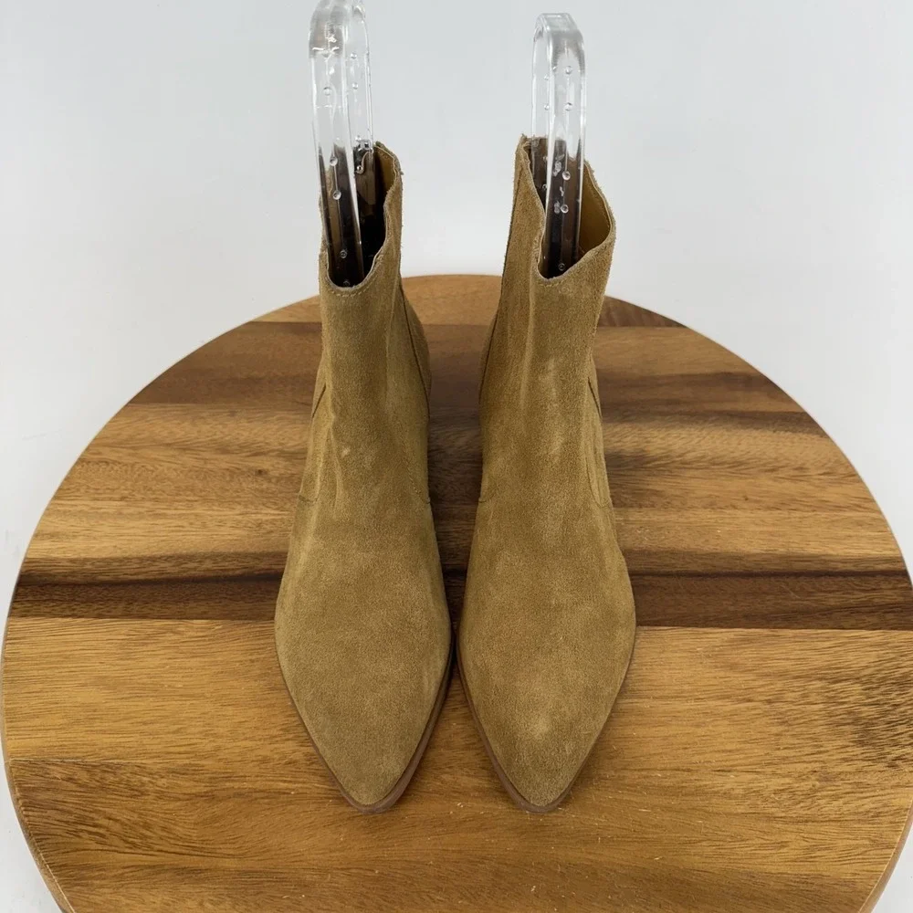 Womens Dolce Vita Avela Brown Leather Casual‎ Heeled Ankle Booties Size 5 M GUC